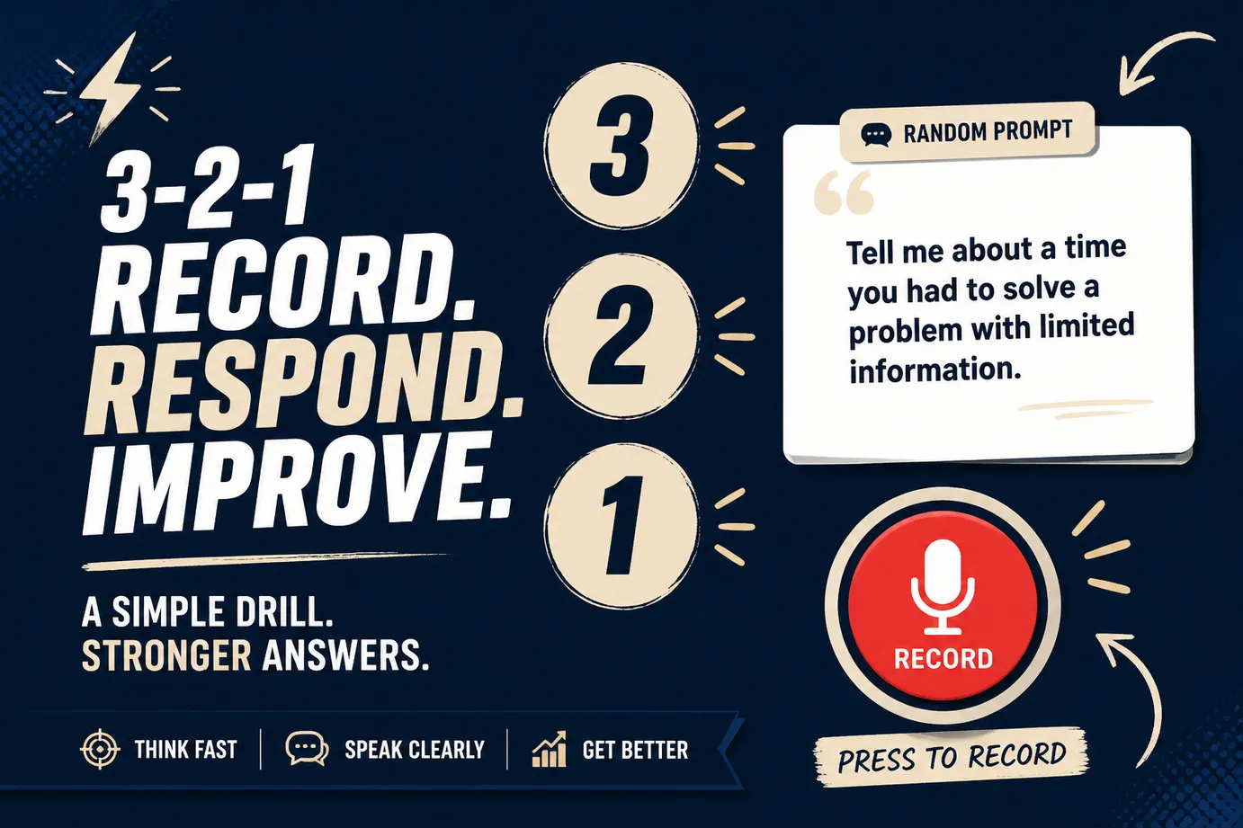 Three second start drill for impromptu speaking confidence