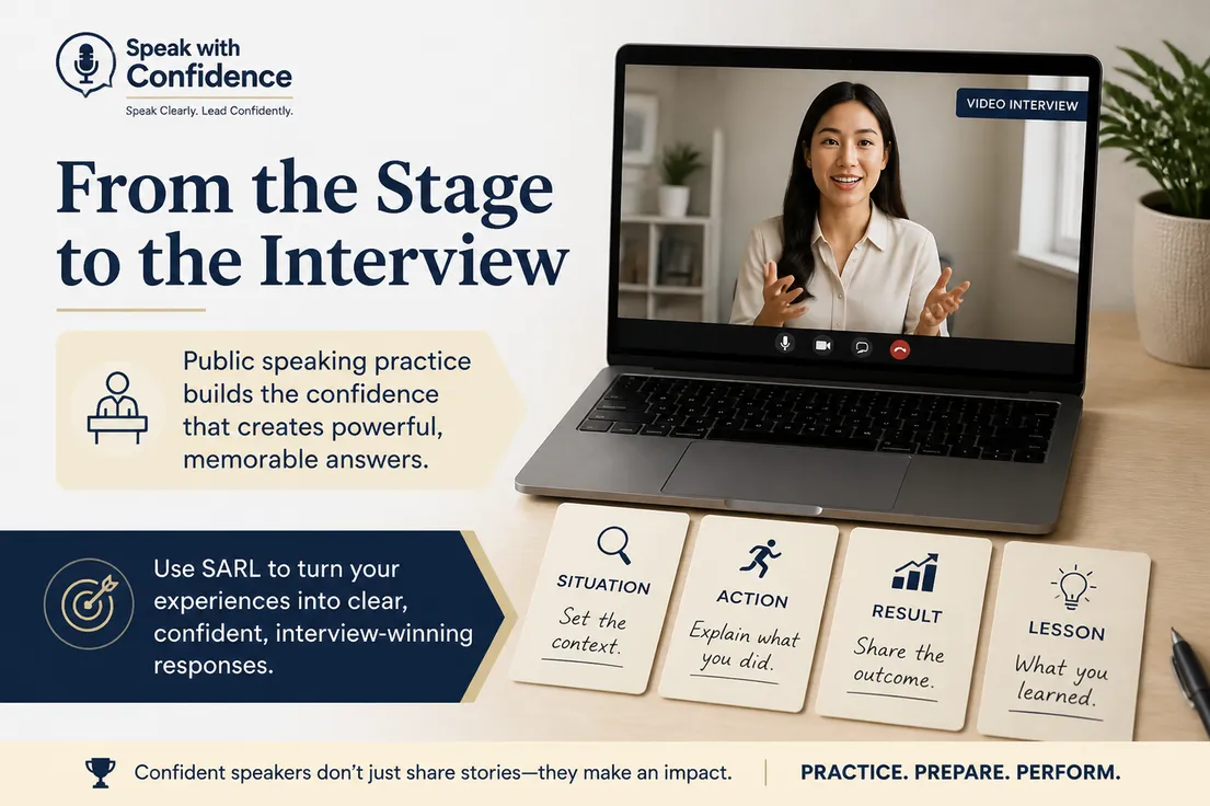 Public speaking practice for job interview answers