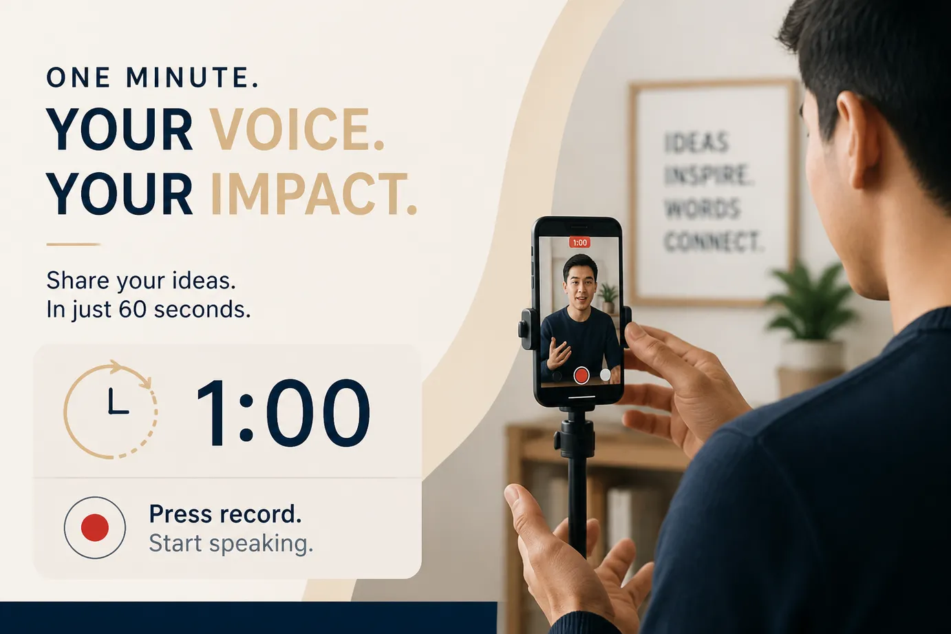 Phone recording a one-minute impromptu public speaking practice session